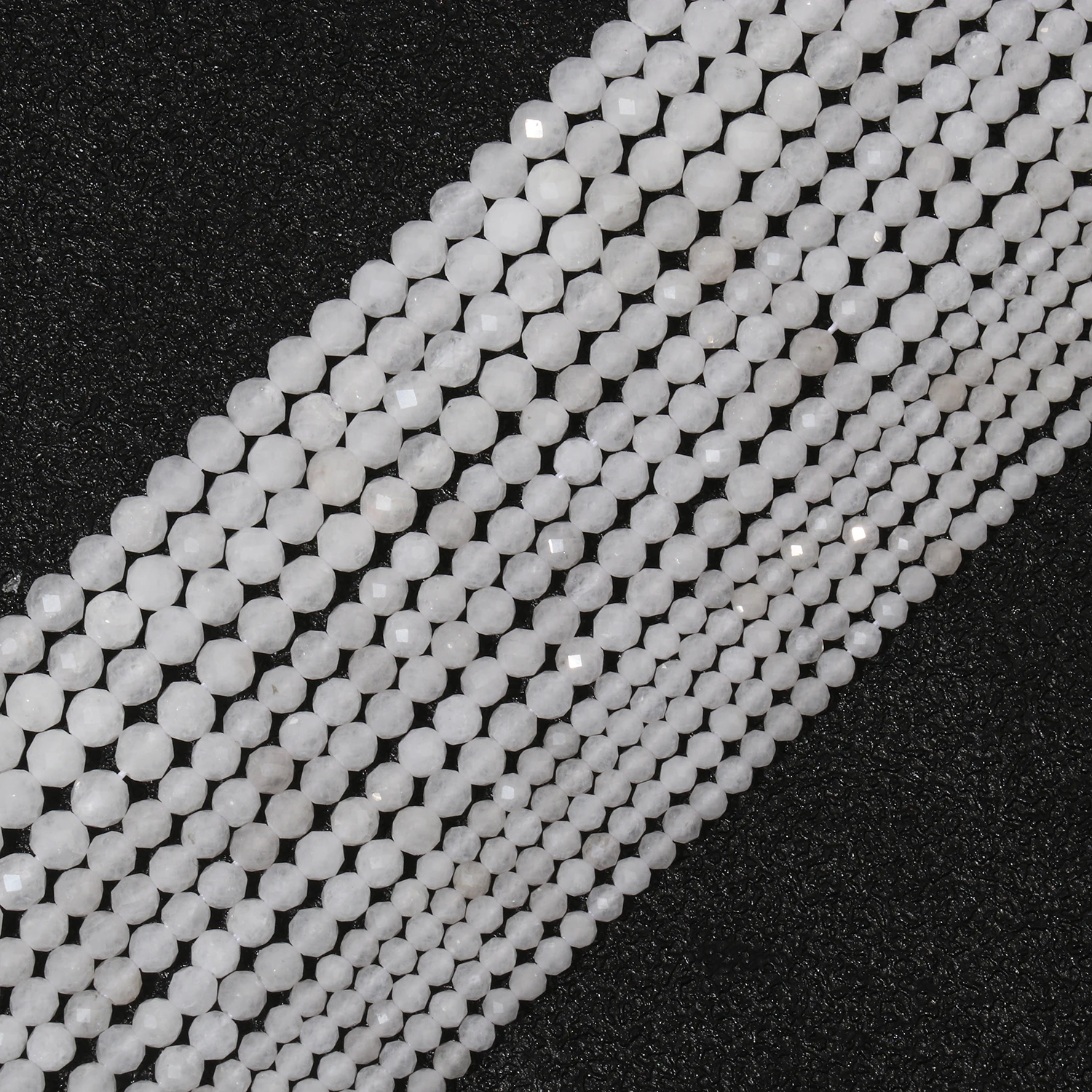 2/3/4mm AA Faceted White Jade Beads Natural Small Stone Tiny Waist Loose Bead For Jewelry Making Diy Bracelet Earrings Accessory