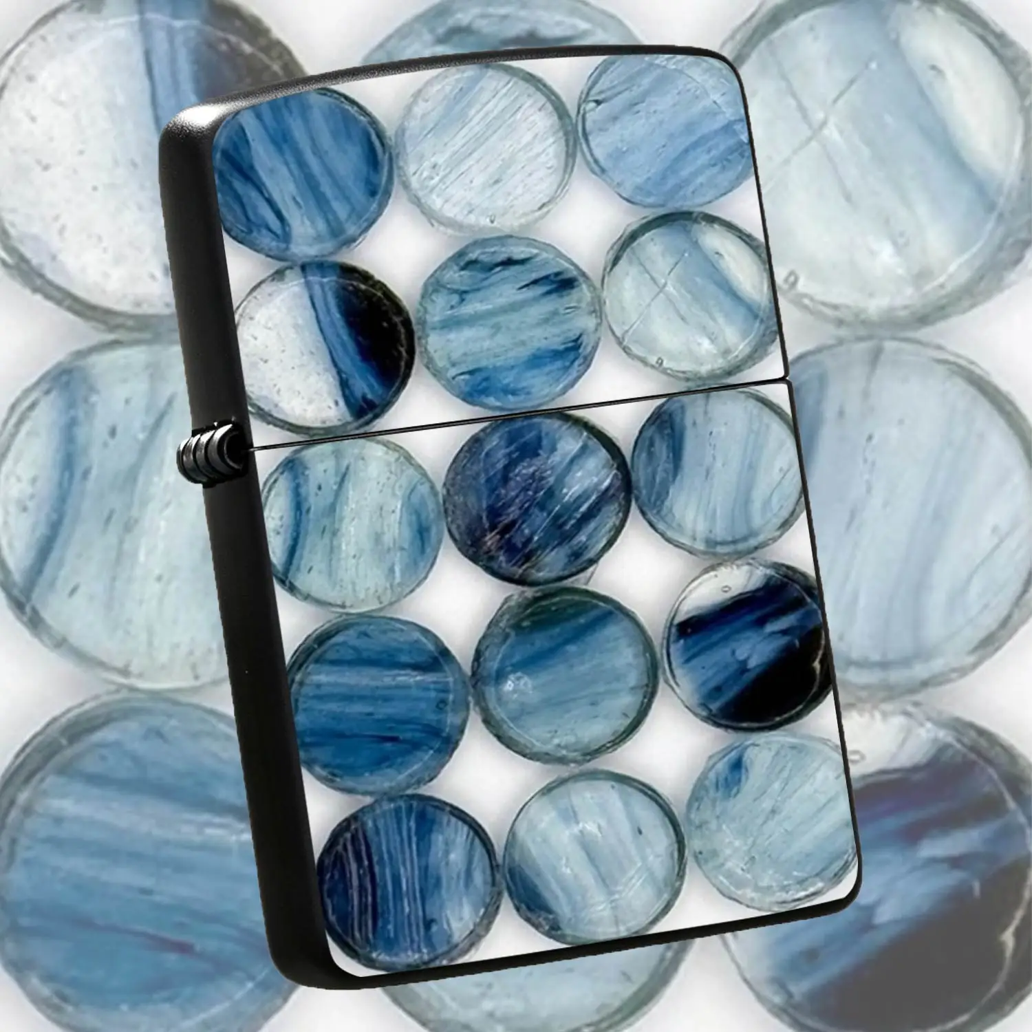 Stylish Blue Marbled Swirl Pattern Lighter, Exquisite Translucent Water Ripple Art Design Portable All-Scenario Lighter, Smooth Reliable Ignition, Elegant Decorative Practical Accessory For Daily Travel Outdoor Gatherin A Humorous And Inter