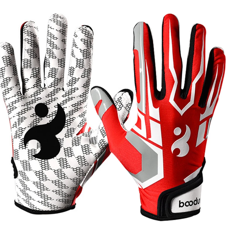 Full Finger Rugby Gloves for Men and Women, Anti Slip Gel, Baseball, American Football, Outdoor Sport, 1 Pair