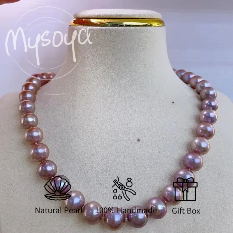 

MYSOYA фиолетовое ожерелье из пресноводного жемчуга Эдисона 9-11 мм с подарочной коробкой, для нее/Him, подарок на день рождения/свадьбу/Рождество/Новый год