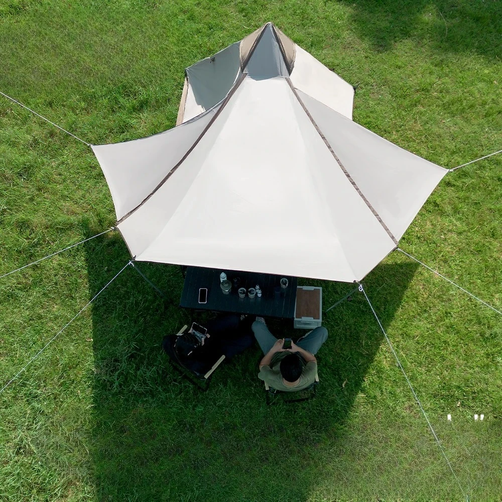 5-8 Person Pyramid Tent, Large Waterproof Windproof Sun Protection Tent for Camping Beach Hiking Festival, Easy Setup