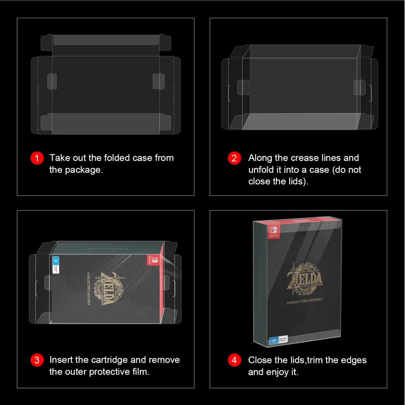 1pc Clear Protective Case Acid-Free Crystal for Legend of Tears of the Kingdom Collectors Edition (Switch 2023) PET Transparent