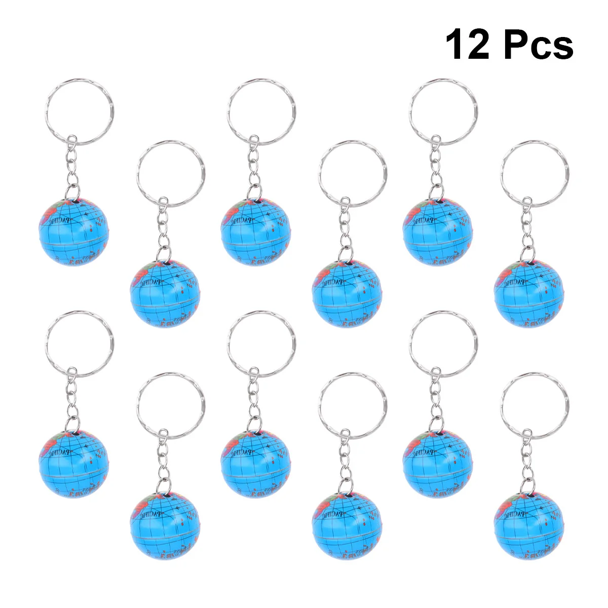 12pcs Globe Key Car Mens Gift Globe Decor Earth World Key pendant Keyring Planet Key Ring Kids Charms Ring Mini Map Handbag