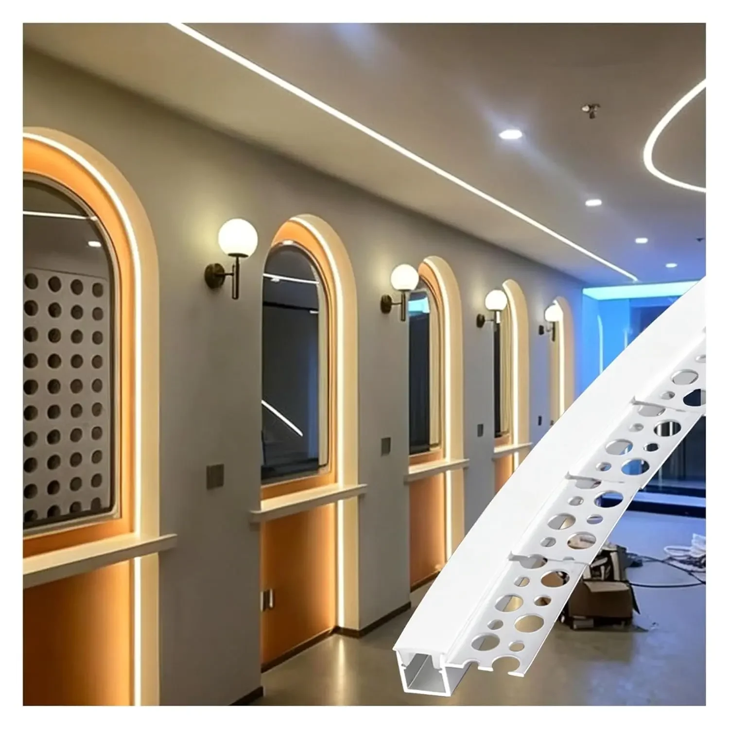 Plaster in Led Profile Single Edge, Led Aluminium Channel Profiles Extrusion Diffuser Strip Lights Cover, Linear Track for Corne