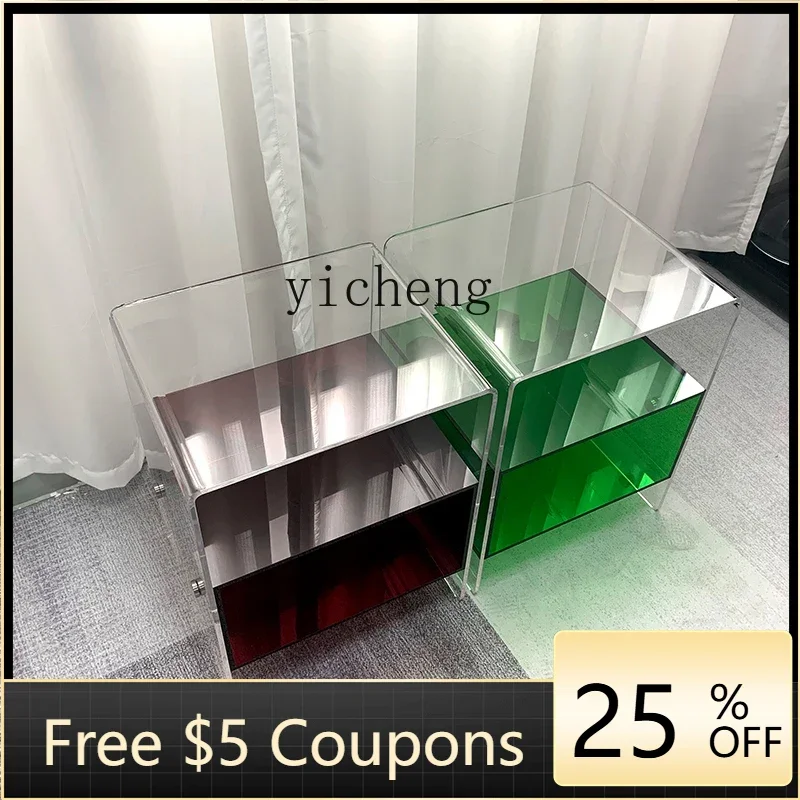 

5CJ acrylic double bedside table sofa coffee table transparent modern simple living room bedroom bedside storage