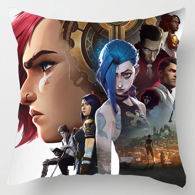 Hot Game Arcane League of Legends Cushion Cover Pillowcase Anime Vi Jinx Jess Throw Pillow Case Home Decor Sofa Car Pillow Cover