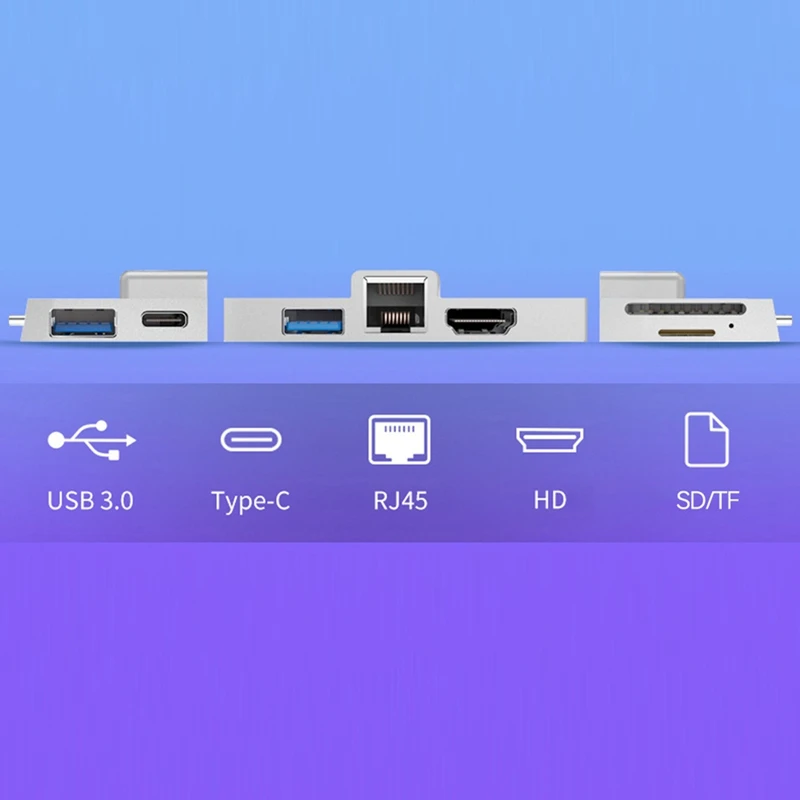 AF91-7-In-1 Stasiun Dok Tipe-C Hub Pro 8 9 X dengan Pembaca Kartu Memori 4K RJ45 USB 3.0