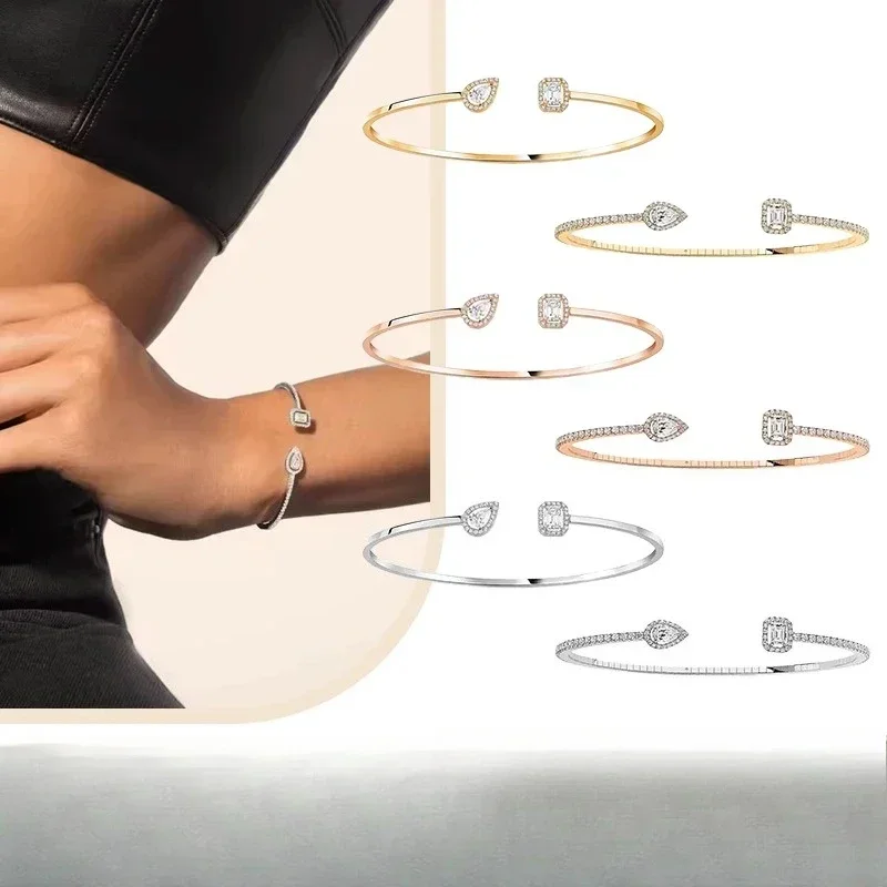 

2025 New 925 silver high-quality cubic zirconia mobile bracelet for women, luxury wedding jewelry, Anniversary fashion gift