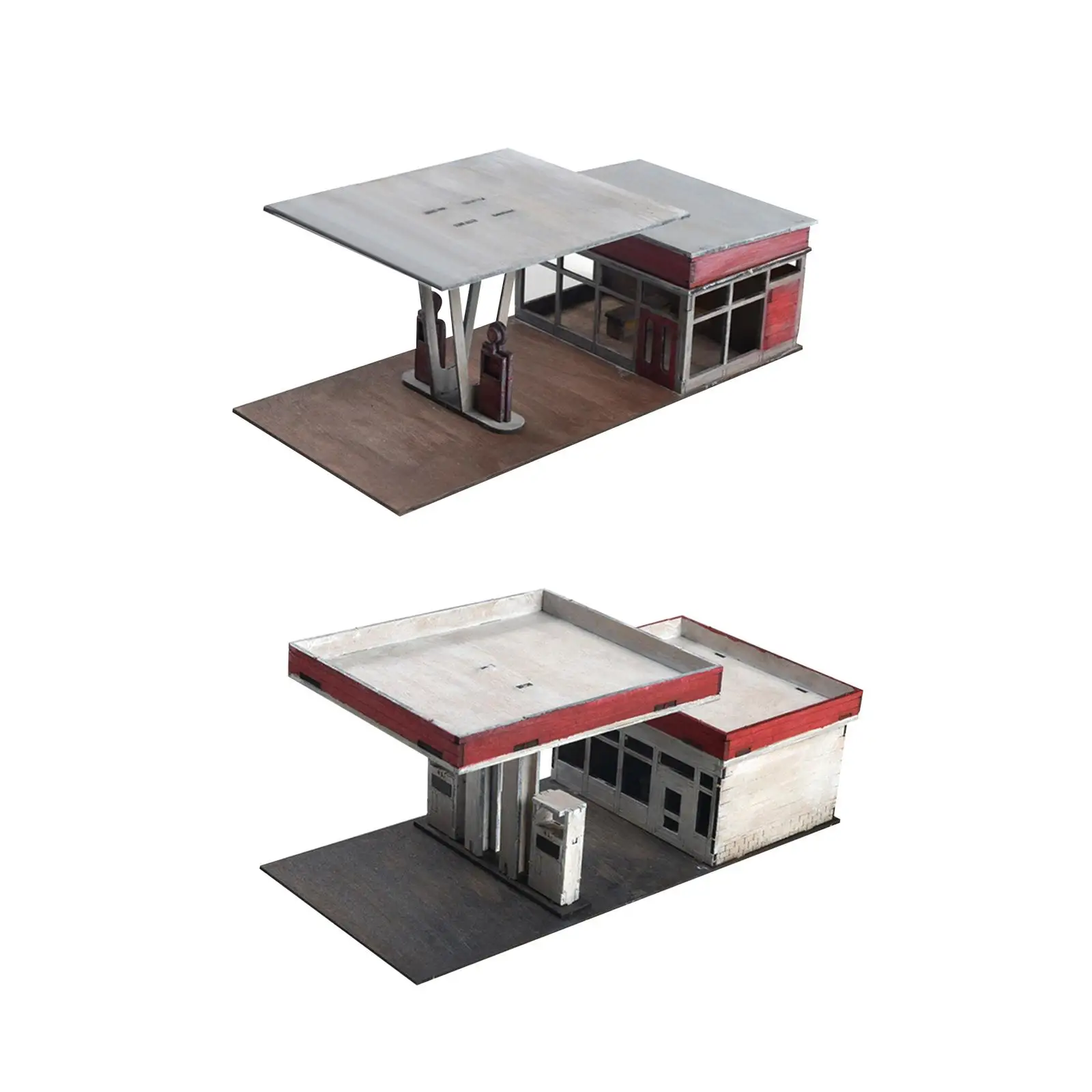 1/72 1/64 Building Model Kits Gas Station Architecture Scene for Micro Landscape Layout War Scene Sand Table Architecture Model