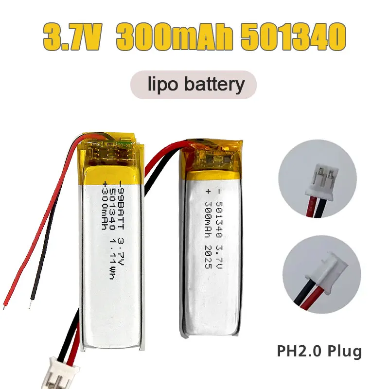 

1-10 Pcs 501340 300mAh 3.7V LI PO Battery 501440 Rechargeable Polymer Batteries for TWS Bluetooth Headphones Voice Recorder