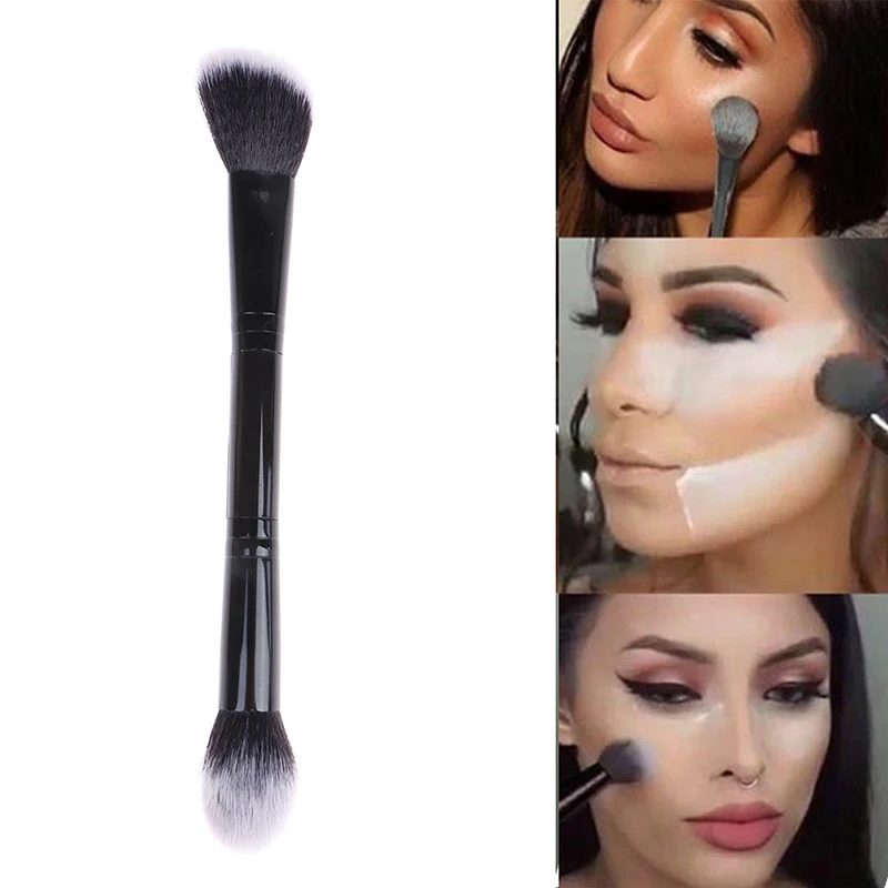 Double Head Makeup Brushes, Escova de destaque, Face Contour Brush, Soft Hair Blush, Beleza Cosmética Ferramentas