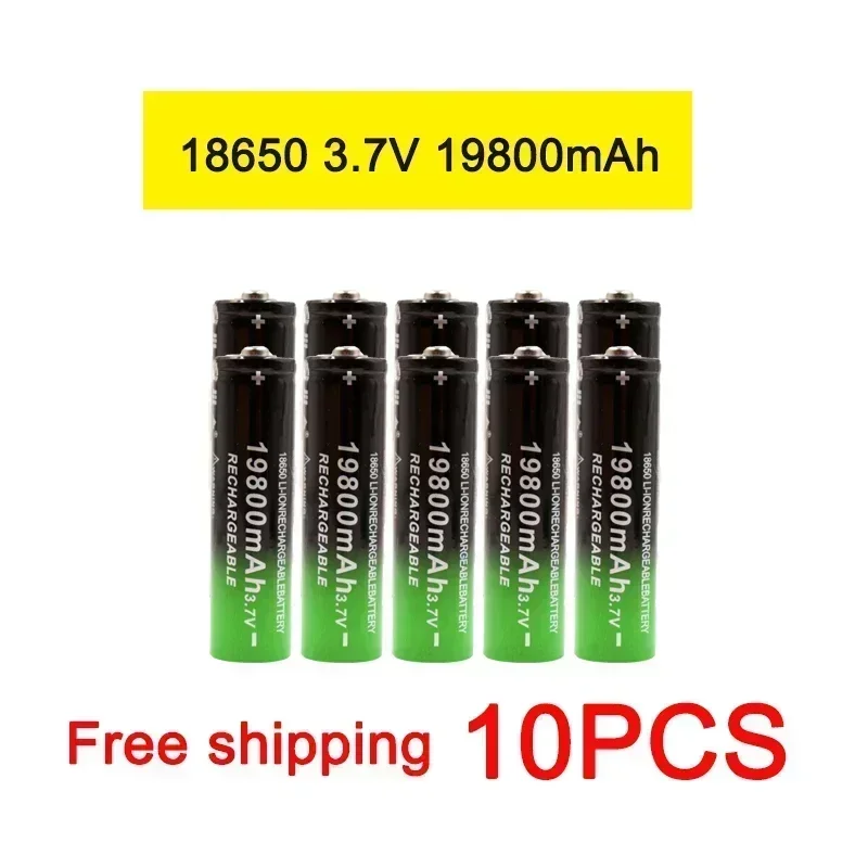 18650 Battery High Quality 19800mAh 3.7V 18650 Li-ion batteries Rechargeable Battery For Flashlight Torch + Free shipping