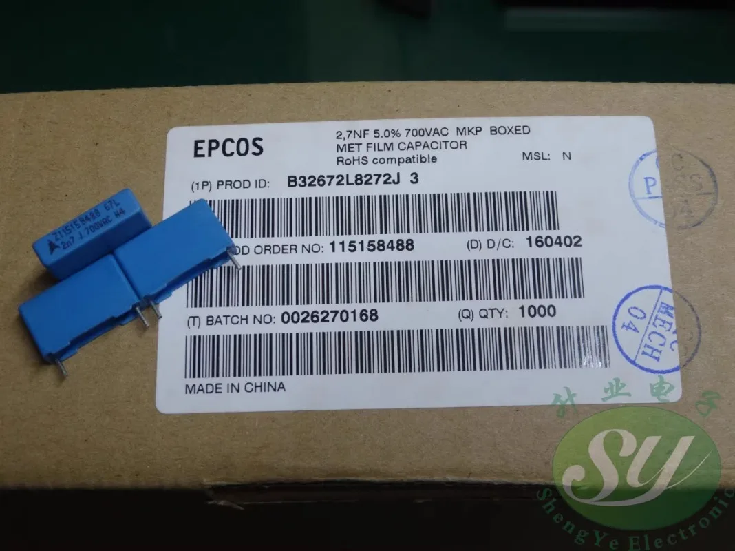 

10PCS EPCOS 0.0027uf/700vAC 2.7nf 2700pf 2n7 272 new film capacitor