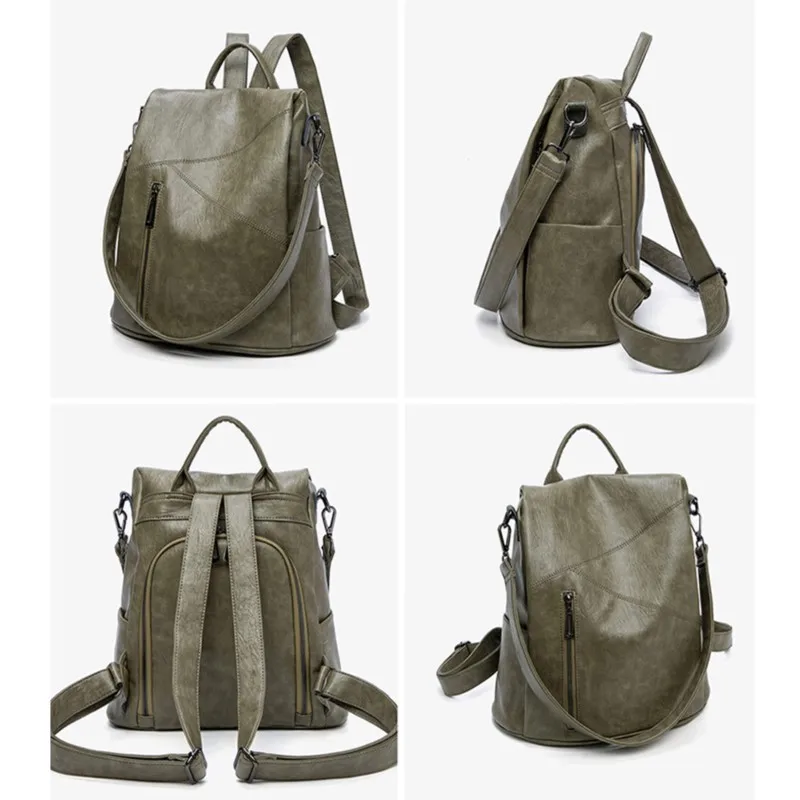 Women Leather Backpacks  Anti-theft Backpack  Fashion Multifunctional Backpack Waterproof Large Capacity Schoolbag
