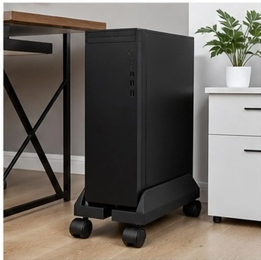 Heavy Duty Movable Computer Mainframe Holder with 4 Smooth Casters for Desktop Tower Stand CPU Rack Floor Cart Pc Accessories