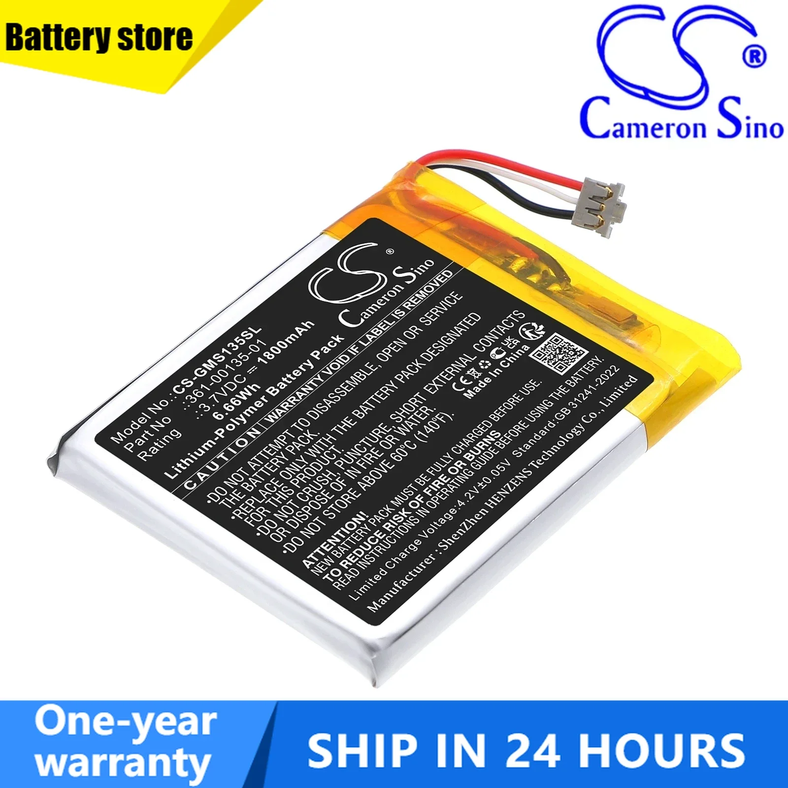 Replacement 3.7V 1800mAh  GPS, Navigator Battery 361-00135-01 for Garmin EDGE 1040, InReach Messenger