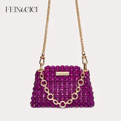 Bead bag Pearl crossbod bag designer Clear Acrylic crystal small shoulder bag women сумка из бусин party purse