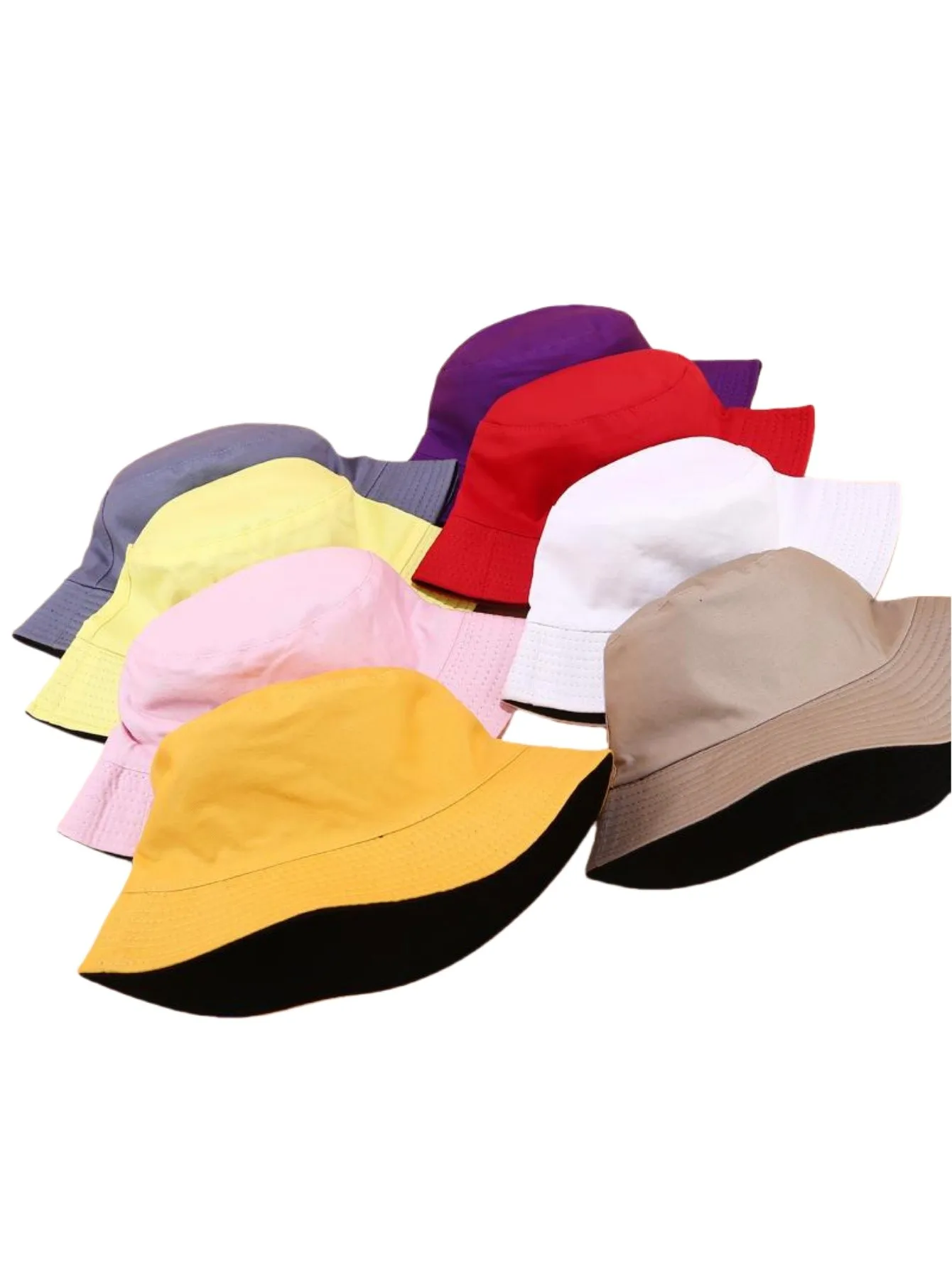 Double Sided Bucket Hat Men Women Unisex Simple Solid Color Sunshade Trendy Fisherman Cap Female Casual Sun Hat Cap Foldable New