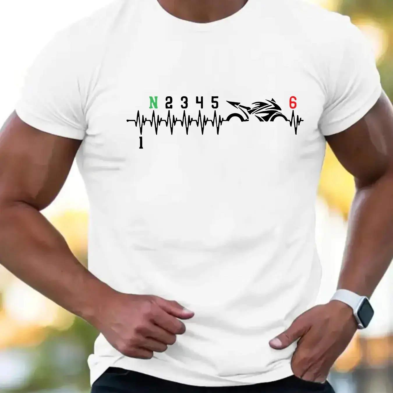 Men Light Round Neck T-shirt Geometric Print Casual Comfortable Short Sleeve Suitable for Summer Outing Men Clothing