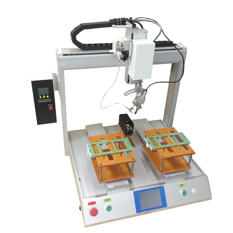 Two Working Table Desktop Auto Soldering Feeder PCB Soldering Machine  5 Axis Dual Platform Soldering Robot Machines