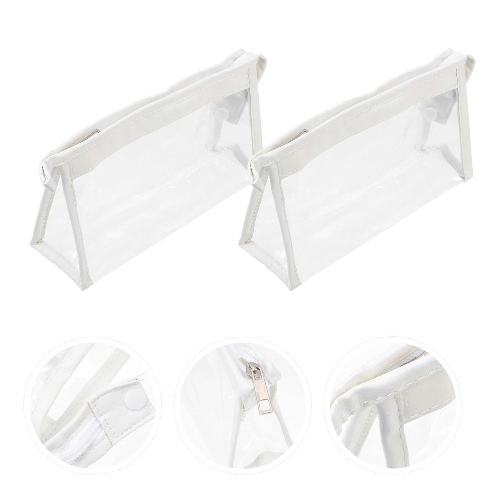 2 Pcs PVC Transparent Large Capacity Pencil Case Dustproof Portable Storage Pouch for Pens Pencils Rulers Notes Erasers Students