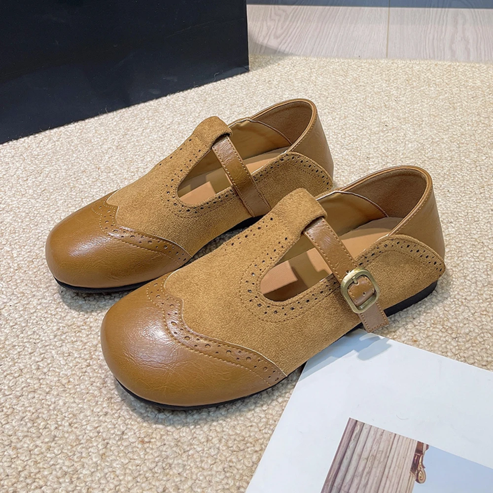 

2026 New Casual Flats Shoes Women's Fashion Round Head Loafers Spring and Autumn Low-heeled Leather Shoes Женская Обувь