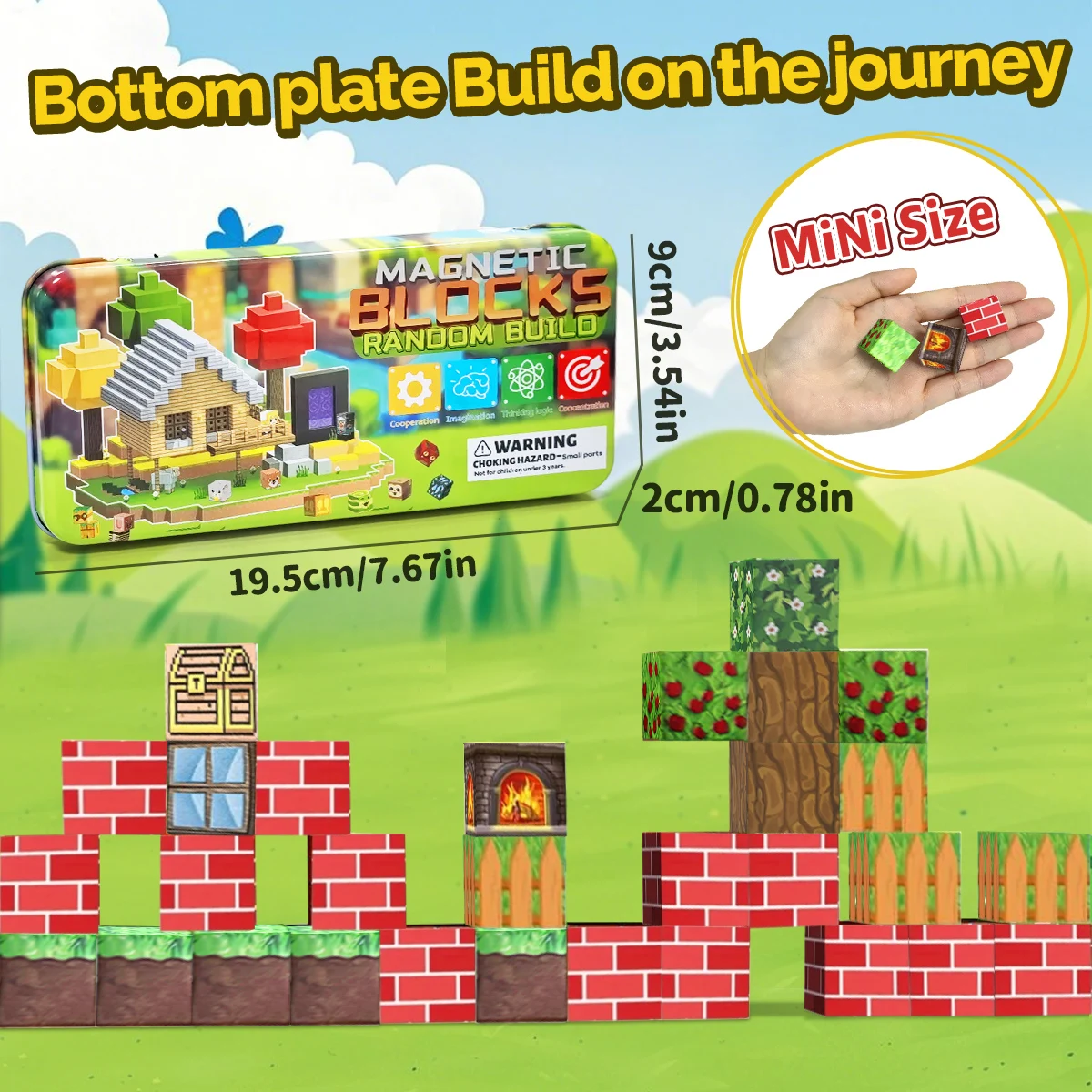 Magnetic Building Blocks Mine World Magnet Cubes Stacking Set for Boy Girl Kid Age 3+ DIY Model Children STEM Sensory Toys Gift