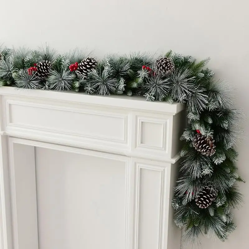 Christmas Pine Rattan Door Wreath Artificial 6.5ft Christmas Wreath Rattan Christmas Supplies Greenery Garland Decoration For