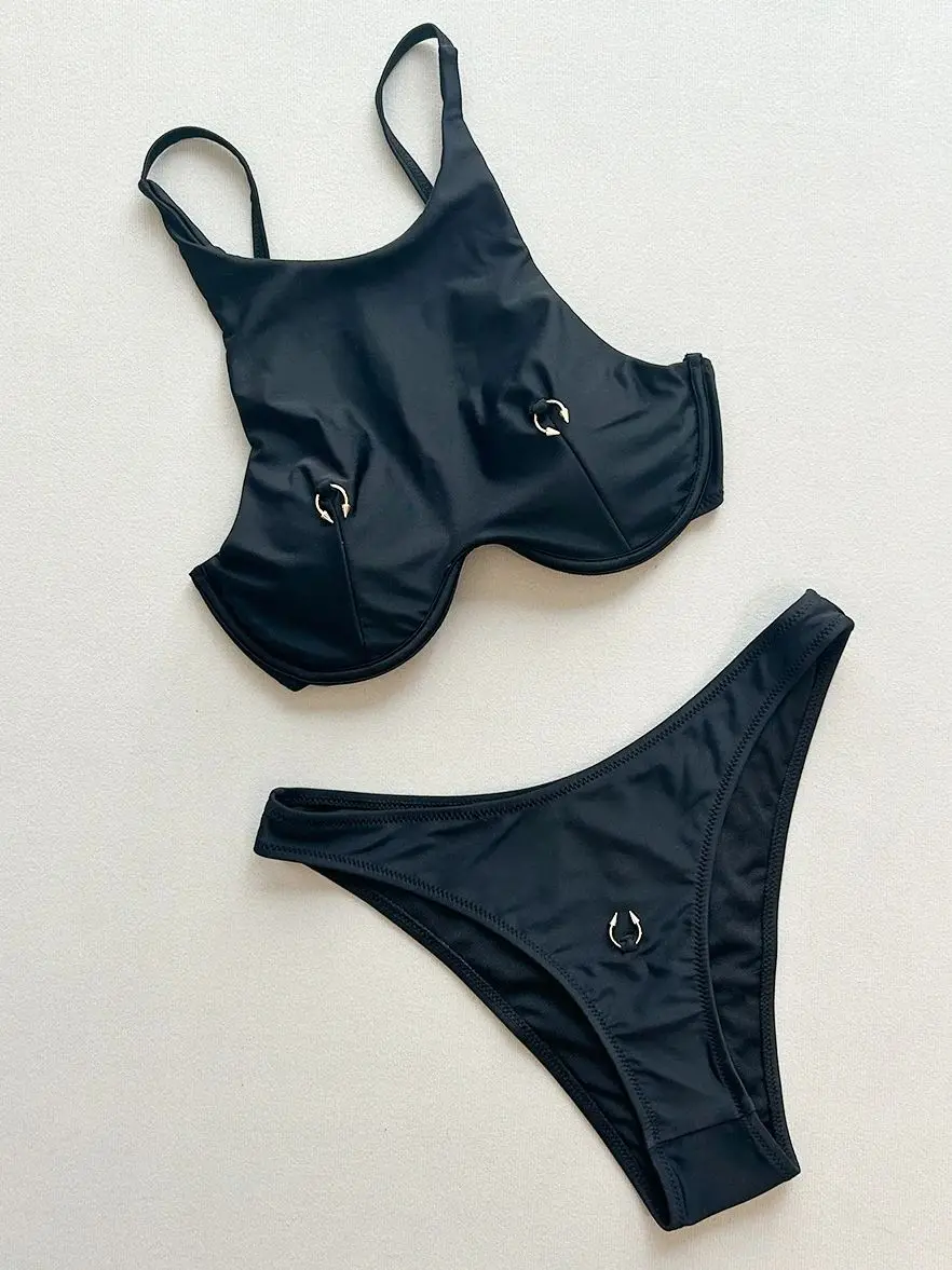 

Холтер бикини 2025 сексуальный женский купальник женский однотонный комплект бикини стринги бикини купальный костюм купальный костюм пляжная одежда