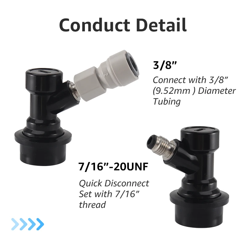 Ball Lock Disconnect Kit,Beer Keg Gas/Liquid Dispenser with Push-in Fitting Quick Joint Connector for 9.52mm(3/8) Beer Tube Hose