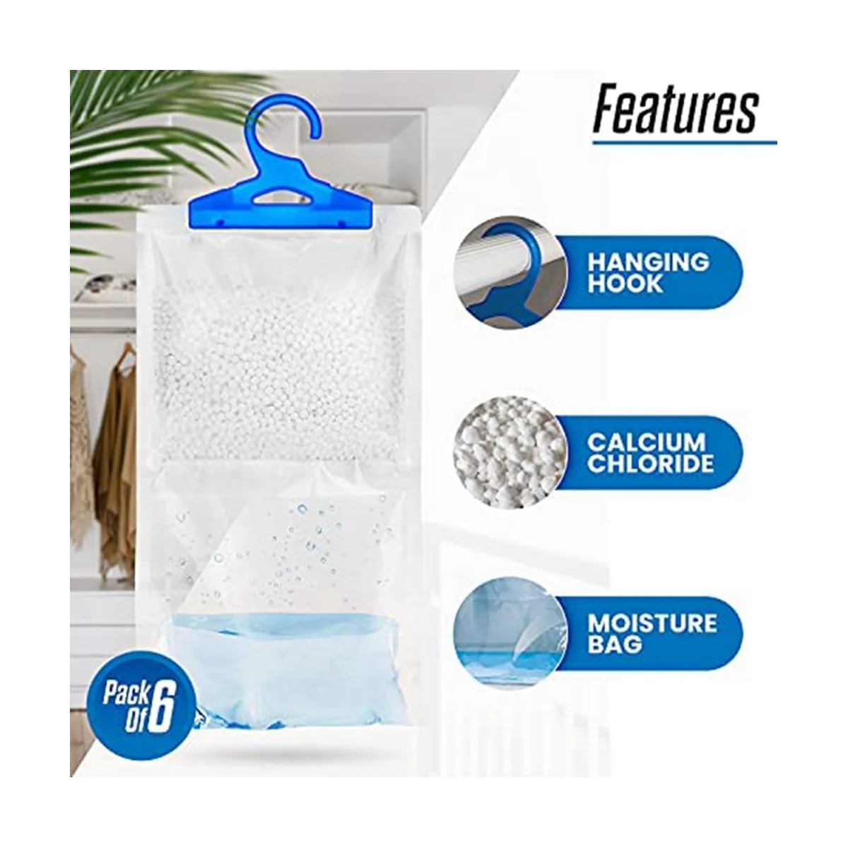 Assorbitore di umidità per guardaroba Confezione da 20 deumidificatori sospesi contro l'umidità anti-muffa