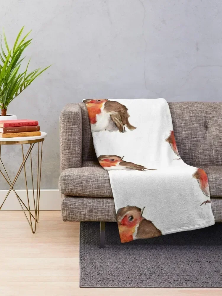 Robin Watercolour Throw Blanket