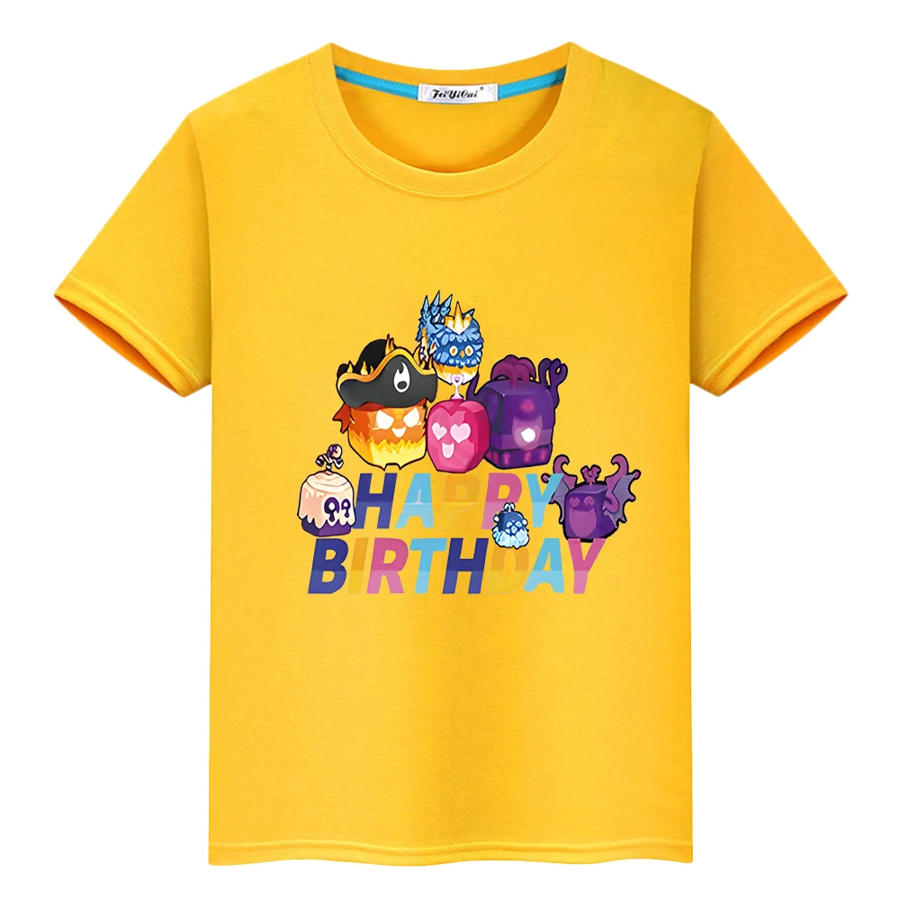 Camiseta de algodón 100% para niños y niñas, camisa de manga corta con estampado de frutas Blox, anime, orgullo, y2k, 10 años