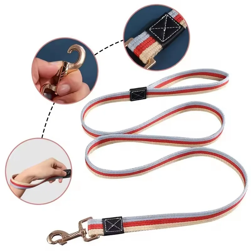Pet Fashion Canvas Traction Rope Training Dog Rope Extended Dog Walking Rope Wear Resistant Bite Resistant Explosion Proof Rope