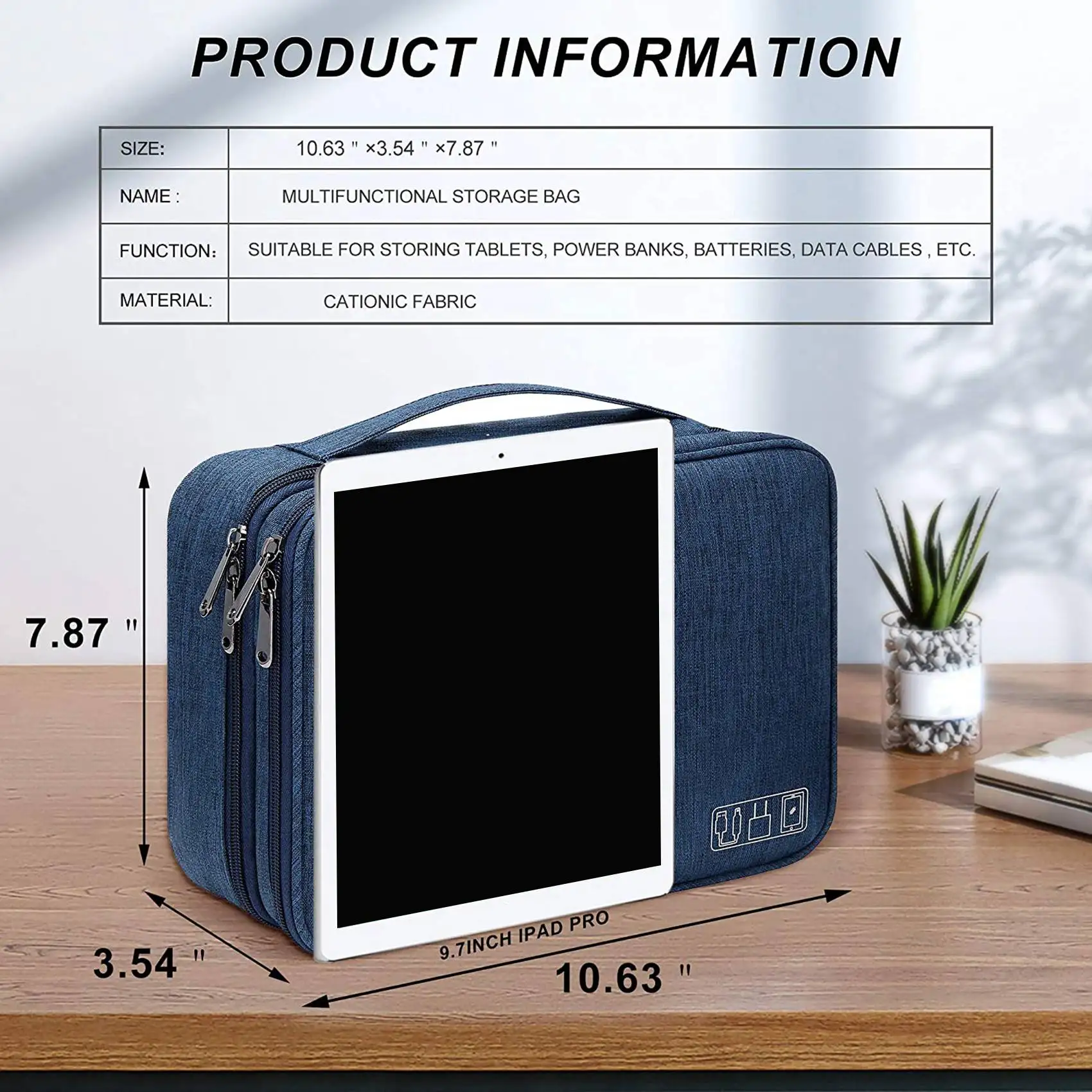 Electronic Pack Cable Accessory Pack, Portable Storage Box Three-Tier Multifunctional Electronic Storage Bag