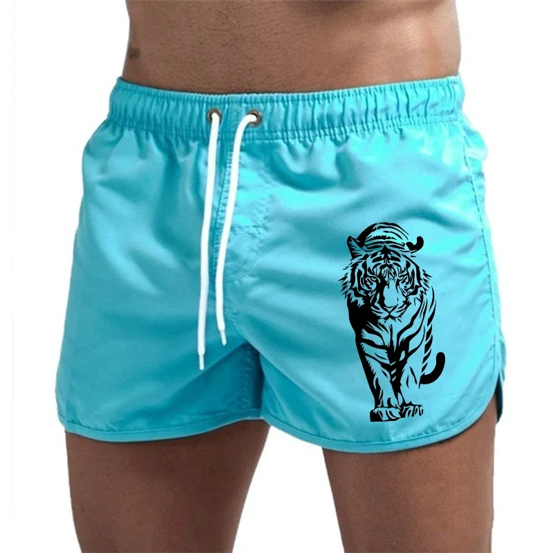 

2025 Brand New Mens Board Shorts Tiger Design Printed Beach Shorts High Quality Male Summer Running Cycling Boxing Cool Shorts