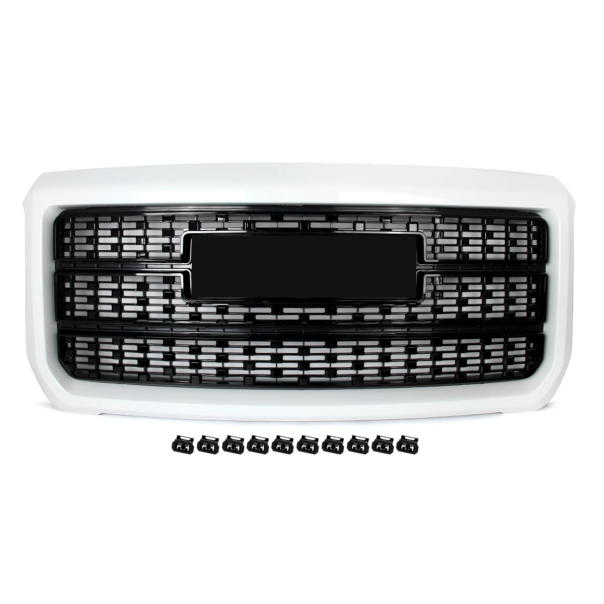 Grille Modify For 2015-2019 GMC Sierra 2500HD 3500HD Front Grille Bumper Upper Hood Grille Honeycomb Grills Auto Exterior Kit