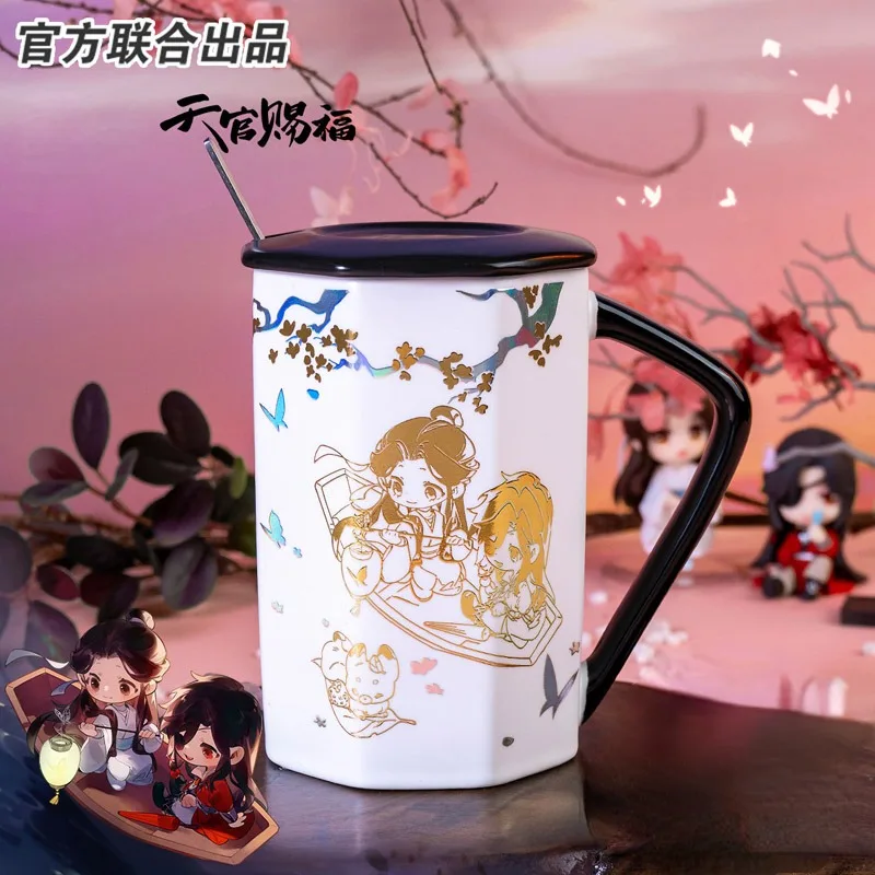 

Аниме Tian Guan Ci Fu Xie Lian Hua Cheng Косплей официальный 350 мл горячее тиснение Лазерная керамическая чашка для воды крышка ложка кружка подарки