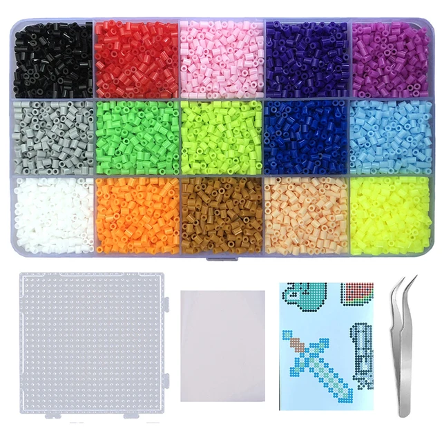 15 kolorów 5mm /2.6mm Zestaw koralików do topienia Pixel Art Puzzle Hama Beads Diy 3D Puzzle Ręcznie robiony prezent Zestaw koralików bezpiecznikowych Żelazne koraliki Zabawka