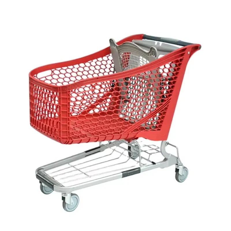 

Light classic style large storage plastic supermarket shopping cart, convenient, practical and durable