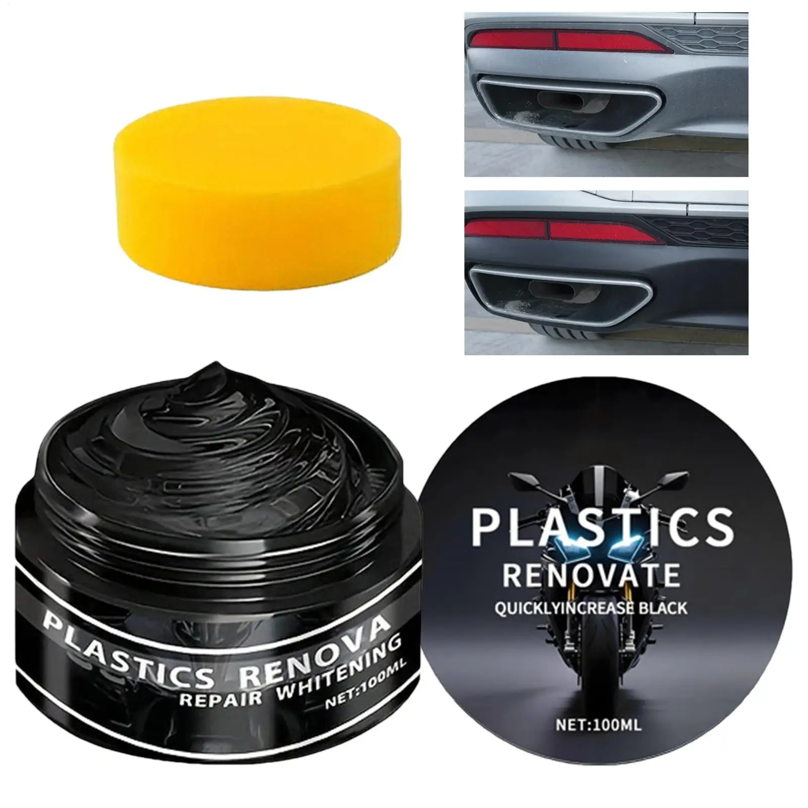 

Реставратор черной отделки Реставратор приборной панели автомобиля 100 мл Анти-УФ Быстросохнущий резиновый ремонтный воск Устойчивый к выцветанию раствор для ремонта