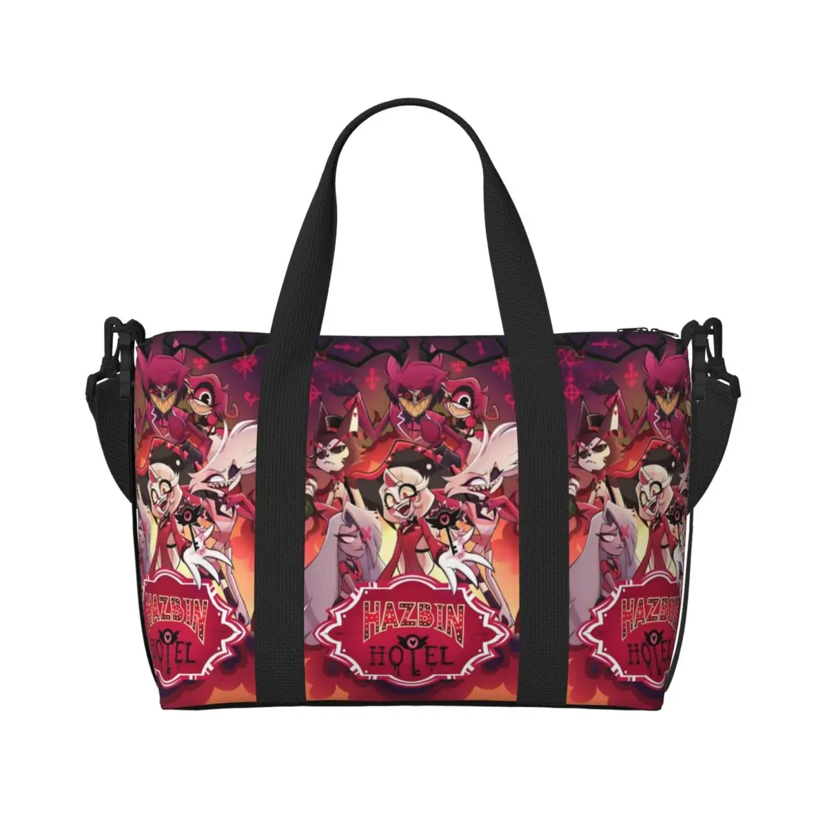 

Изготовленная на заказ сумка-тоут для отелей Hazbins для женщин, большая вместительная пляжная дорожная сумка для спортзала с героями мультфильмов