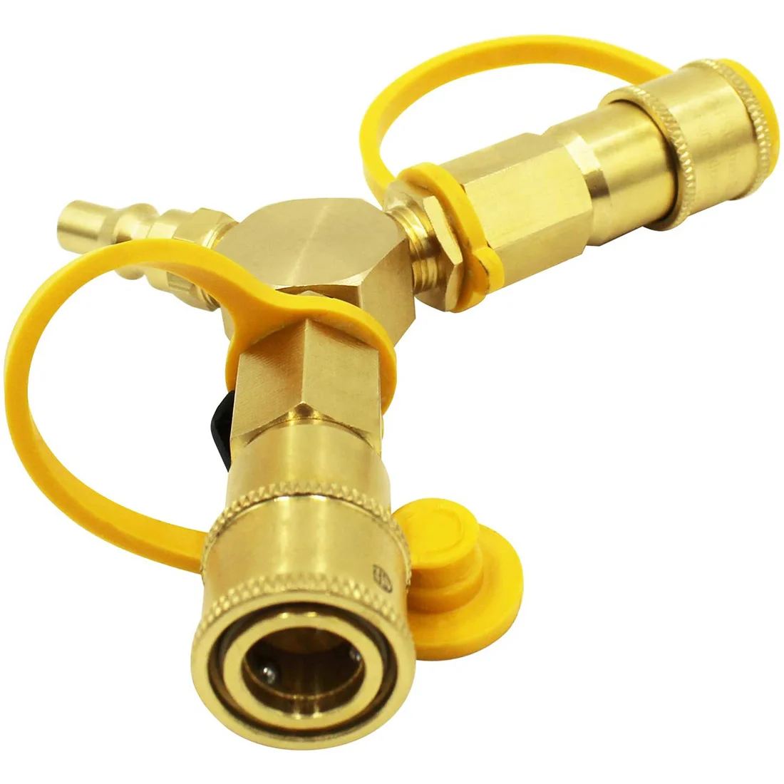 A73P 1/4inch RV Propane Quick Connect Y Splitter Adapter for RV to Grill & Quick Connect Propane Hose Fittings Connector