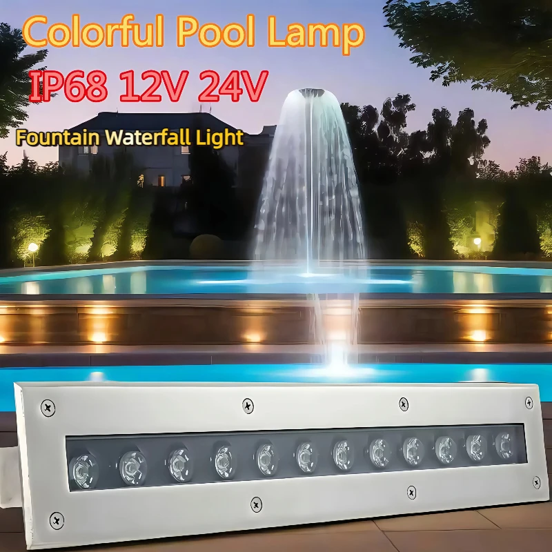 

Fountain Waterfall Light Colorful RGB Pool Lamp 12V 24V 220V 6W9W12W18W Water Curtain Wall Waterfall Water Feature Light Recesse
