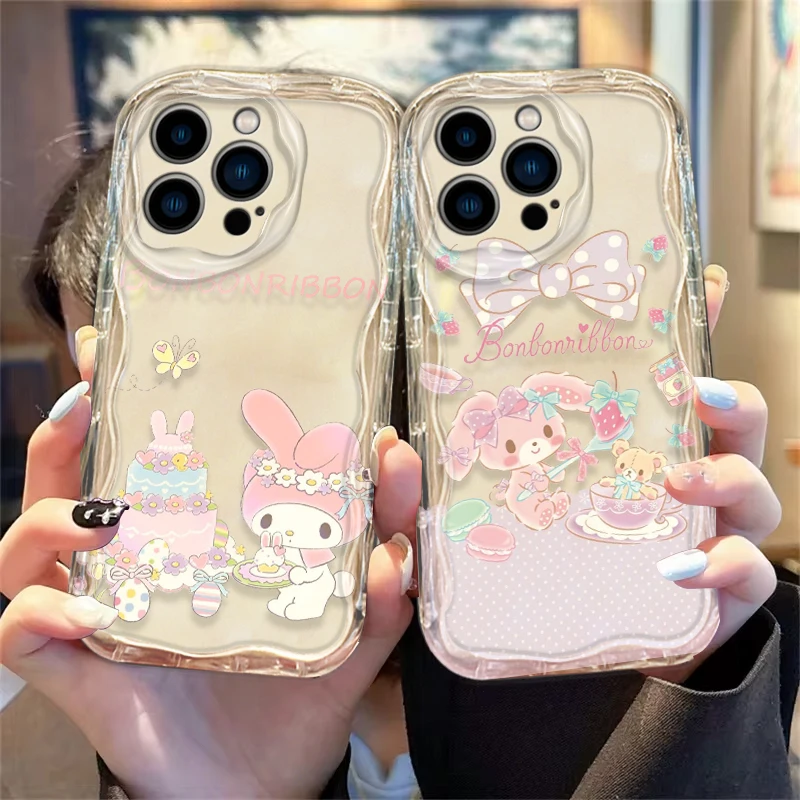 Fashion Cute Bonbonribbon Cover For Apple iPhone 15 14 13 12 11 Pro X XR XS Max Plus 8 7 Plus SE Wave Oil Phone Case