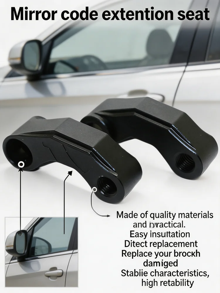 Car Motorcycle Mirror Extension Riser Bracket CNC Aluminum Alloy Black Silver Rearview Mirror Extender Adapter Accessories