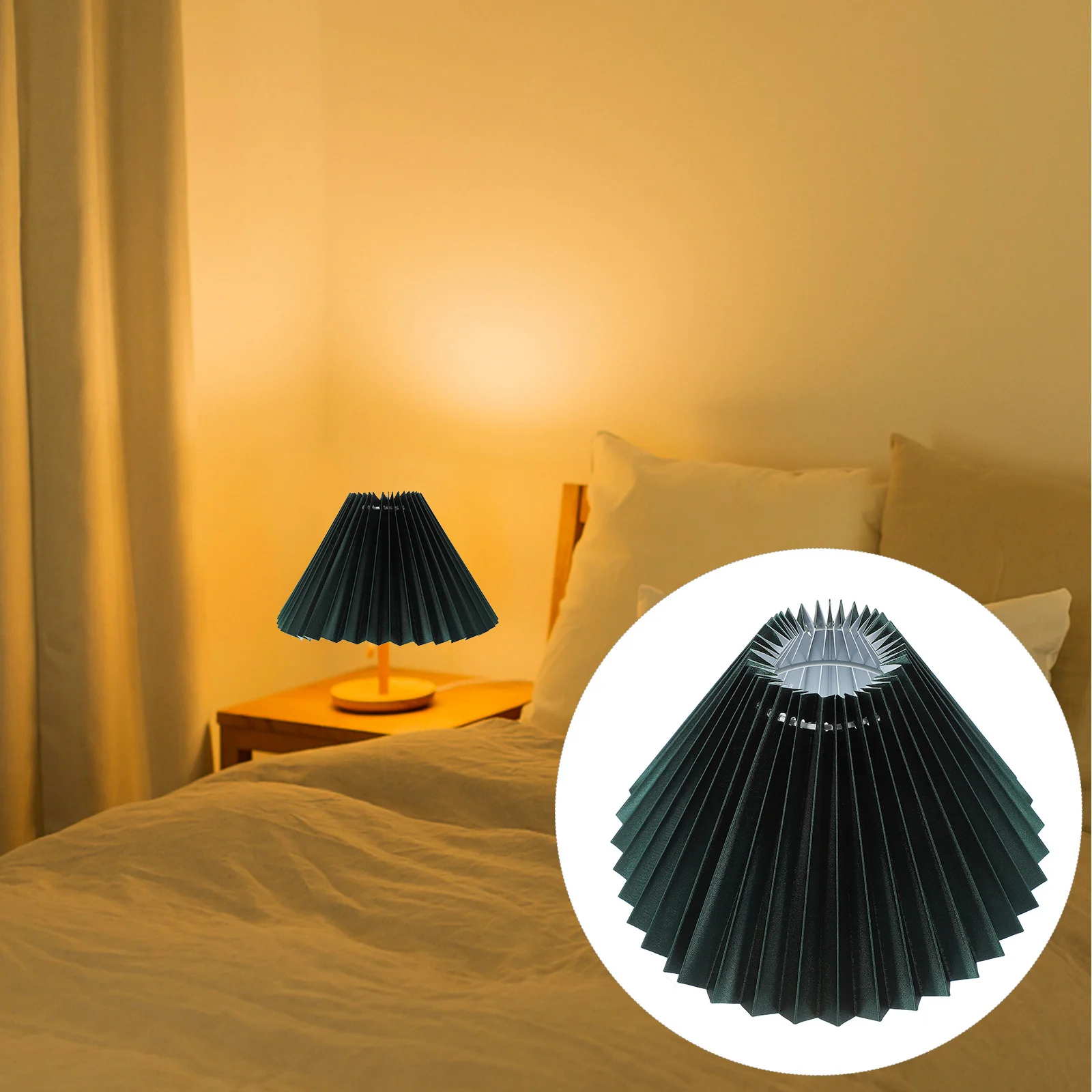 Abat-jour gris vert E27, Base en tissu anti-poussière, Design plissé moderne pour lampe de Table, couverture de lumière intérieure, décor