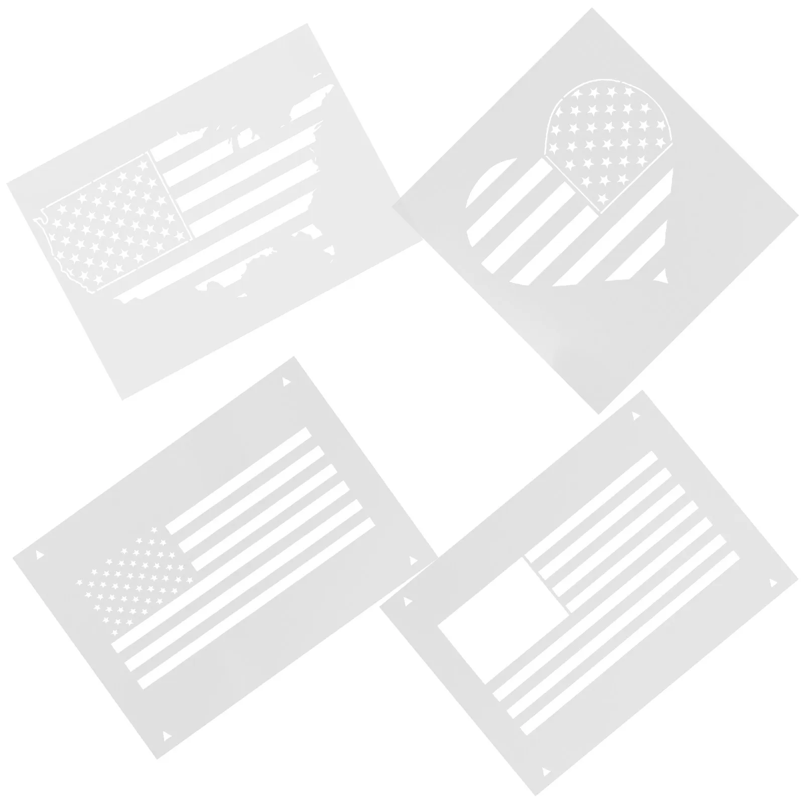 4pcs United States Map Template Plastic Flag Stencil Large Wall Paint Designs Reusable Art Craft Templates For Walls
