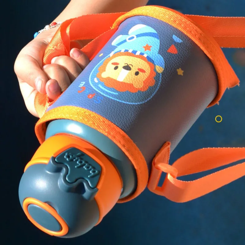 480ml Kids Thermos Bottle Cute Children's Thermal Water Bottle with Straw Stainless Steel Thermos Mug for Kid Portable Water Cup view 3