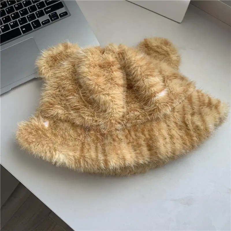 Winter Hat Scarf Sets for Women Thickened Warm Plush Scarf All-in-one Hooded Scarf Three-in-one Cute Bear Ear Hat Female